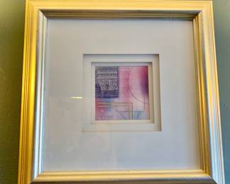 $40 - Abstract framed art unsigned - 20" x 20"
