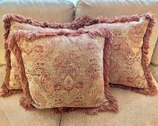 $30 for all - Trio of paisley pillows with fringe - each approx 19" square