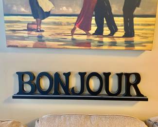 $30 - "Bonjour" sign (wood) - 32.5" L x 6.5" H