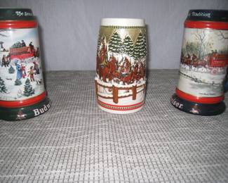 Budweiser Christmas Steins 