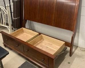 Basset queen bed frame set with 2 drawers