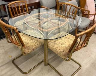 MCM Glass table and Bamboo