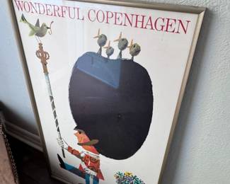 Original Ib Antoni Framed Wonderful Copenhagen Poster Royal Guard with Flower Cannon
