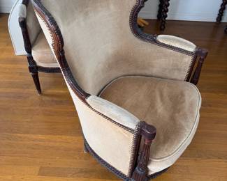 2pc Antique French Bergere Chairs PAIR
