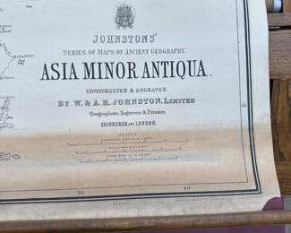 1930s Vintage Schoolhouse Map Pull Down Cabinet 
