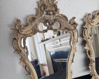 2pc Rococo Carved Wood Mirrors PAIR
