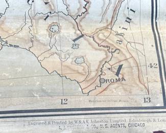 1930s Vintage Schoolhouse Map Pull Down Cabinet 
