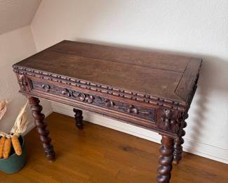 Antique French Game Table Barley Twist Legs
