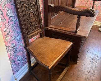 2pc Antique Carved Wood Chairs
