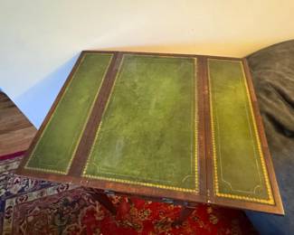 Antique Drop Leaf Table Leather Top 
