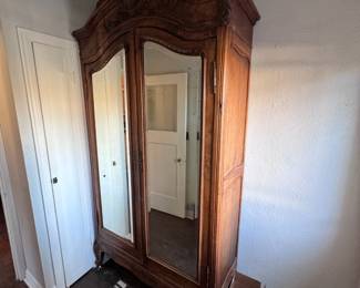 Huge Carved Wood Antique Armoire
