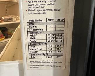 Amana BRF20 Refrigerator
