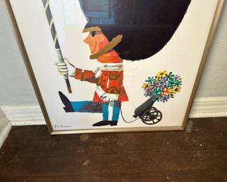 Original Ib Antoni Framed Wonderful Copenhagen Poster Royal Guard with Flower Cannon
