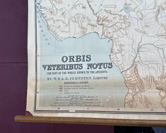 1930s Vintage Schoolhouse Map Pull Down Cabinet 
