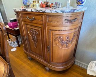 Antique French Carved Walnut Server Buffet 
