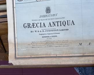 1930s Vintage Schoolhouse Map Pull Down Cabinet 
