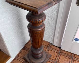 Antique Carved Oak Pedestal Stand
