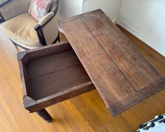 Antique French Game Table Barley Twist Legs
