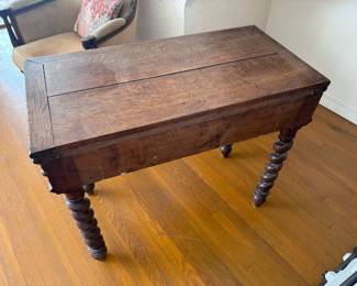 Antique French Game Table Barley Twist Legs
