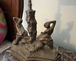 Antique Cast Metal Figural Lamp
