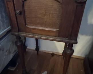 Antique French Walnut Marble Top Nightstand / Bedside Table #1

