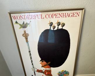 Original Ib Antoni Framed Wonderful Copenhagen Poster Royal Guard with Flower Cannon
