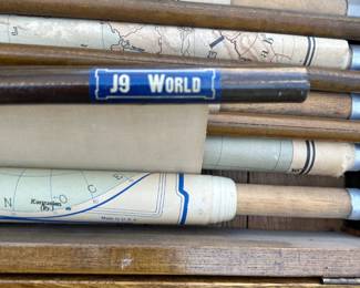 1930s Vintage Schoolhouse Map Pull Down Cabinet 
