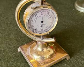 Antique Brass JH Steward Pocket Barometer on Stand
