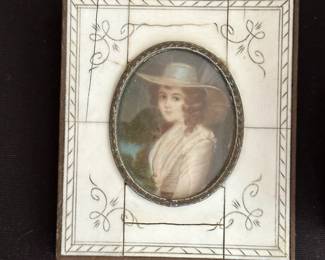Antique Miniature Portrait Painting Woman #2
