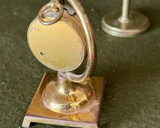 Antique Brass JH Steward Pocket Barometer on Stand
