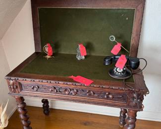 Antique French Game Table Barley Twist Legs
