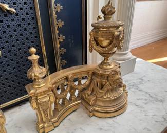 2pc French Louis XVI Ormolu Chenet Pair Andirons
