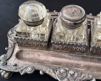 Antique Georgian English Ink Stand Set
