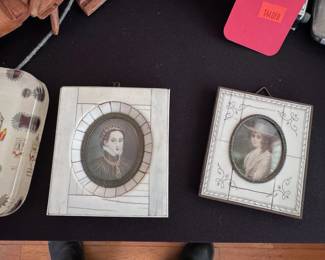 Antique Miniature Portrait Painting Woman #1
