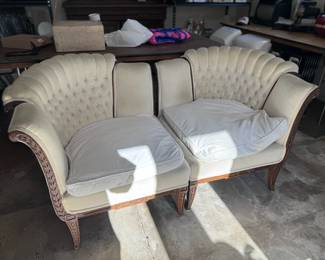 2pc Antique Italian Courting Chairs PAIR
