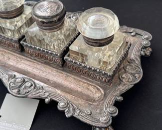 Antique Georgian English Ink Stand Set
