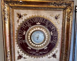 Antique Giltwood Barometer Thermometer
