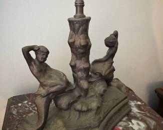 Antique Cast Metal Figural Lamp
