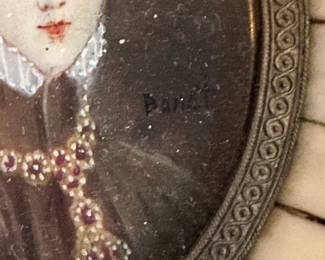 Antique Miniature Portrait Painting Woman #1
