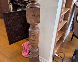 Antique Oak Newel Stairway Banister Post
