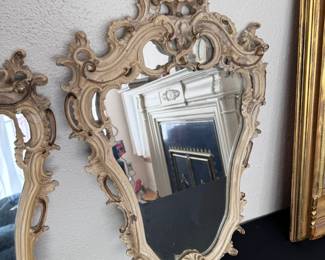 2pc Rococo Carved Wood Mirrors PAIR
