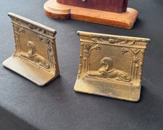 2pc Vintage Brass Egyptian Sphinx Bookend
