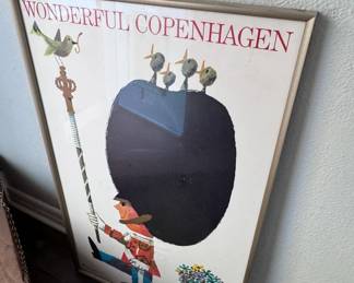 Original Ib Antoni Framed Wonderful Copenhagen Poster Royal Guard with Flower Cannon
