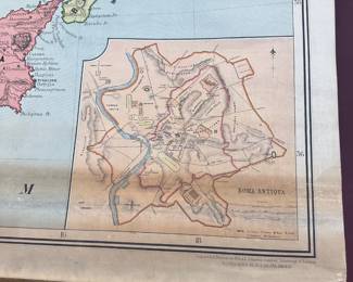 1930s Vintage Schoolhouse Map Pull Down Cabinet 
