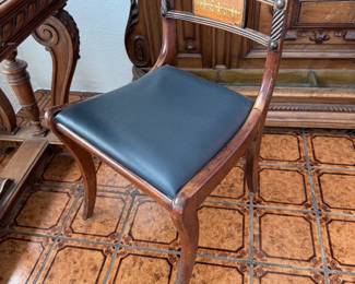 Antique European Carved Walnut Desk and Chair
