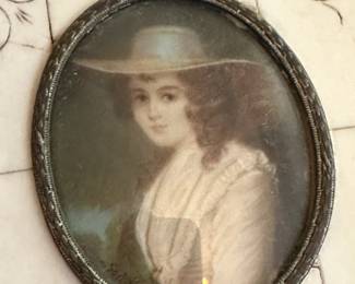 Antique Miniature Portrait Painting Woman #2
