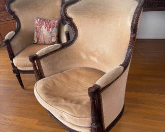 2pc Antique French Bergere Chairs PAIR
