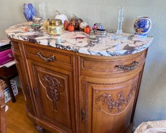 Antique French Carved Walnut Server Buffet 
