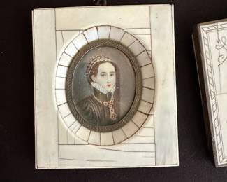 Antique Miniature Portrait Painting Woman #1
