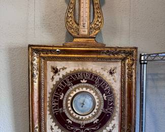 Antique Giltwood Barometer Thermometer

